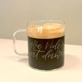 We ride at dawn, kaffemugg, handgraverad