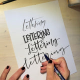 Kalligrafikurs, handskrivet, lär dig lettering, penselpenna, monoline, kalligrafipenna, online lettering workshop