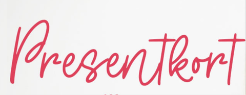 A red gift card with the word 'Presentkort' printed in cursive text on a white background.